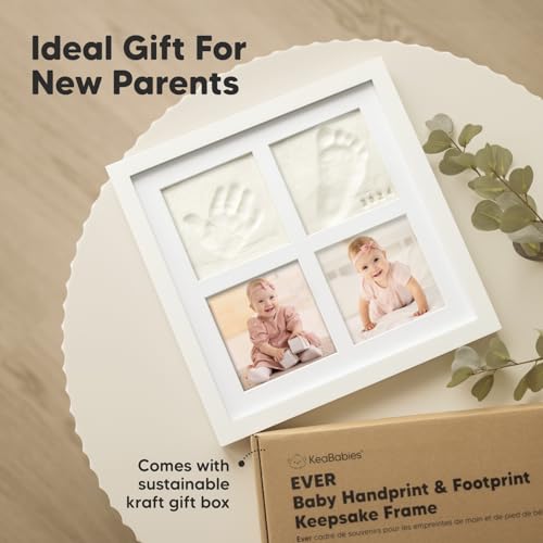 KeaBabies Baby Hand and Footprint Kit, Baby Footprint Kit (Alpine White) | Clay Handprint Keepsake Frame, Pets Paw, Newborn Collage Picture Frame, Personalized New Mom Gifts for Showers & Registry - color: Alpine White