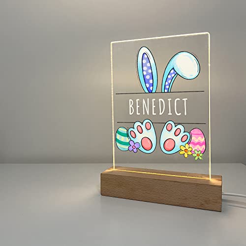 Easter Bunny Easter Holiday Eggs Hunt Celebrate New Life Rabbit Decoration - Too Cute To Resist Night Light Up Table Lamp Wood Base LED Personalized Name Free Engraved - It's WOW Great Gift