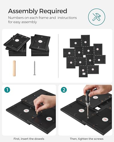 SONGMICS 12-Pack 4 x 6 Collage Picture Frames with Glass Front - color: Ink Black, size: 12 Pack