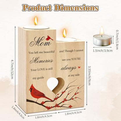 Sympathy Gifts for Loss of Mom Wooden Cardinal Candle Holder Memorial Gifts Funeral Decorations Table Decor Mom Thinking of You Remembrance Condolence Grief Presents for Loss of Loved One Mother