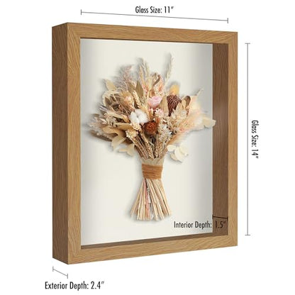 Americanflat 11x14 Shadow Box Frame with Shatter-Resistant Glass - Silhouette Collection - Large Shadow Box Display Case for Tabletop and Wall Display - Dark Oak with Soft Felt Back | Shatter-resistant glass, 1.5 inch interior depth, hangs vertical or hor