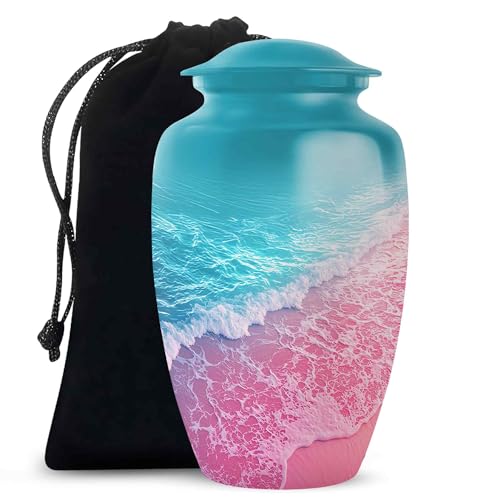 Yatskia Blue and Pink Beach Funeral Urns for Human Ashes Adult Male and Female, Cremation Urn for Adult Ashes, (Classic Large, 10 Inch) - color: #1 Pink, size: 10 Inch Large Urn