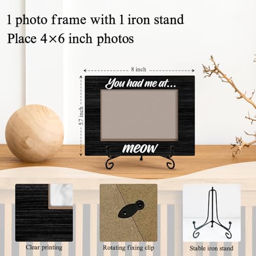 Yuansail You Had Me At Meow - Cat Picture Frame, Pet Lover Gifts Pet Memorial Gift, Cat Gifts For Women Men Friend, Photo Gift For Birthday Keepsake, 4x6 Picture Frame Wood Vertical -94 - color: paw-07