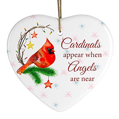 Memorial Themed Christmas Ornaments (Cardinals Appear When Angels are Near Holiday Edition Memorial Ornament) - color: Cardinals Appear When Angels Are Near Holiday Edition Memorial Ornament