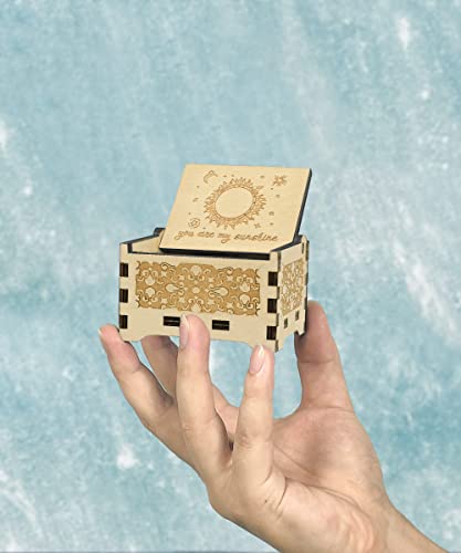 Sooharic You are My Sunshine Music Box for Daughter Son Dad Mom, Unique for Kids Vintage Engraving Wooden Music Box - style: You Are My Sunshine 1