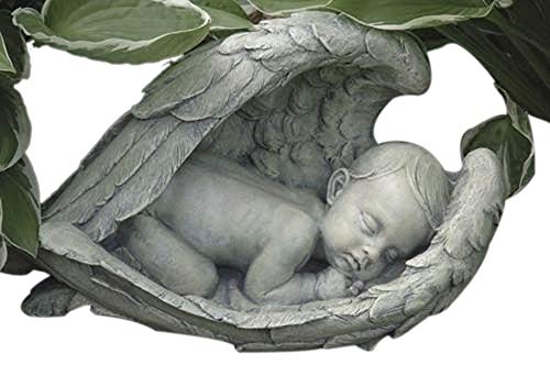 Joseph's Studio by Roman Inc, Sleeping Baby in Wings, Garden Collection, Religious Statue, Holy Family, Memorial, Angel, Patron Saint, Garden Décor (7x14x8)