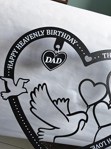 Happy Heavenly Birthday Dad Memorial Stake Waterproof Metal Heart Cemetery Decorations for Grave - style: Dad Heavenly Birthday