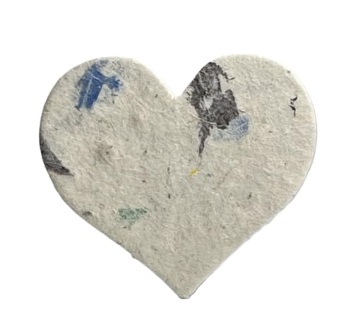 Of The Earth Handmade Paper - Small Heart Shape Seed Embedded Cotton Tags - 1.75" X 1.5" - Set of 50 (47s Junk Mail Lotka) - color: 47s Junk Mail Lotka