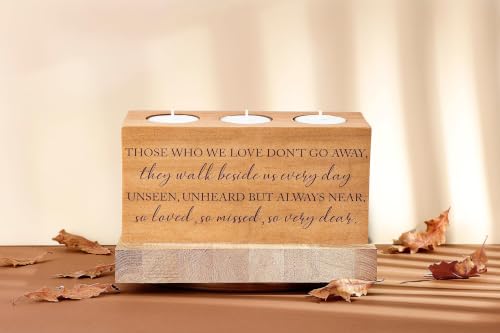 Sympathy Bereavement Gift for Loss of Loved One - Memorial Candle Holders - Handcrafted Wooden Keepsake with Poem - Condolence for Loss of Mother, Father (WE Love) - color: We Love