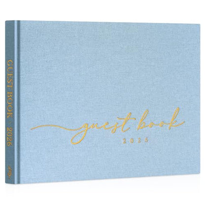 Lanpn Wedding Guest Book 2026 - Linen Hardcover Guestbook Wedding Reception with 108 Blank Pages for Sign in and Photos - Guest Book for Wedding Bridal Shower Baby Shower Party (Blue) - color: Blue