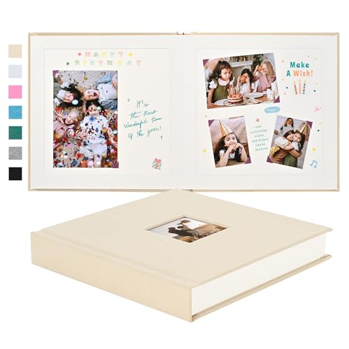 Pssoss 8x8 Inch DIY Scrapbook Album, Linen Hardcover, 40 Pages, Beige - color: Beige, size: 8 x 8 Inch 40 Pages