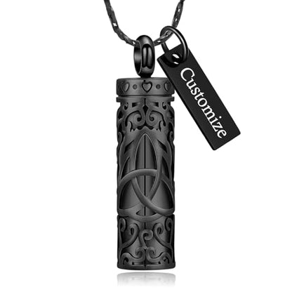 Imrsanl Celtic Knot Cremation Jewelry Cylinder Urn Necklace | For Ashes, Memorial Pendant, Human Pet Ashes Holder Keepsake, For Women Men - color: Customize