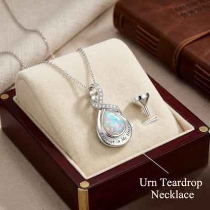 Urn Necklace for Ashes Blue opal Cremation Necklace Keepsake Memory Jewelry for Ashes of Loved Ones Keepsake - style: Memorial Cremation Urn