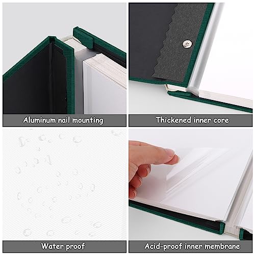 Zesthouse Photo Album Self Adhesive Pages, 60 Pages Magnetic Scrapbook Albums with Sticky Page, Photos Album Holds 8x10 & 5X7 & 4x6 & 6x8 & 3x5, Large Picture Book Ideal Gift for Family Wedding Baby - color: Dark Green, size: 11"x10.6"/White 60 Pages