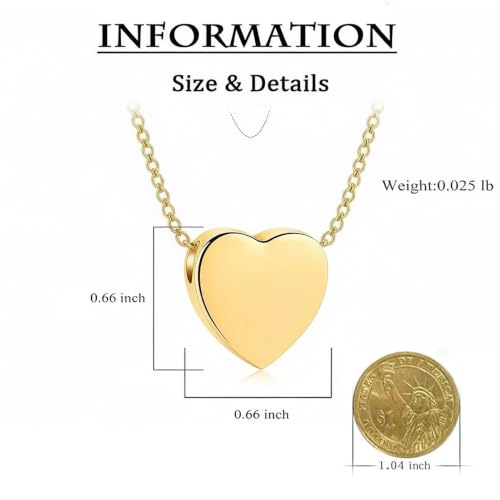 zeqingjw Glass Cremation Jewelry Necklace for Ashes Heart Memorial Lockets for Ashes Stainless Steel Keepsake Urn Ashes Pendants - color: Z-Gold Heart Urn Necklace