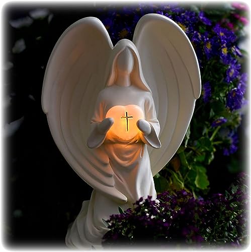 Comfort the Grieving with a Solar Angel Statue with Sympathy Poem – 8" Light Up Memorial Gift for Loss of Loved One – Bereavement Garden or Home Tribute – Lasting Funeral Remembrance