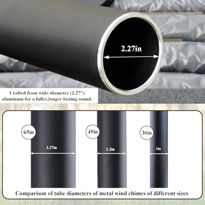 ASTARIN 65 in Wind Chimes for outisde,2.27in Tubes Handcrafted WindChimes - size: 65" Black