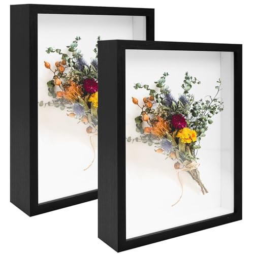 2 Pack 8.5x11 Shadow Box Frame Deep Shadow Boxes Display Cases with Stand | Wood Shadowbox Display on Tabletop or Wall for Dried Flowers, Photos, Handicrafts, Keepsake,Picture - color: Black, size: 8.5"x 11"