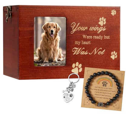 Wood Pet Urns for Dog or Cat Ashes Sets, Pet Cremation Urns - color: Large-Black