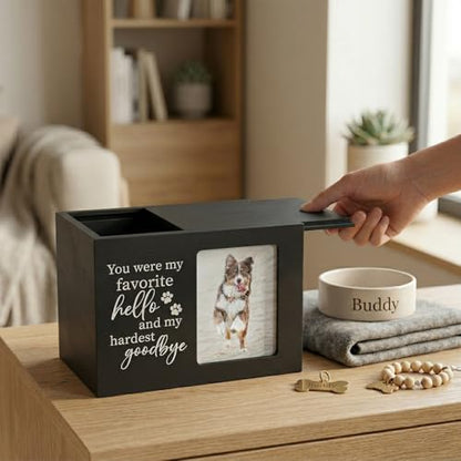 Pet Urns for Dogs Ashes, Dog Urns with Photo Frame, Cat Ashes Keepsake Box, Loss of Dog Sympathy Urn, Pet Memorial Gifts, Pet Bereavement Gift, Dog Pass Away Remembrance Gift (Black) - color: Black