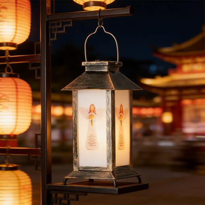 Outdoor Hanging Solar Lights Iron Angel Pattern Landscape Lights Waterproof Design Perfect for Porch, Garden, Courtyard, and Patio Decor Birthday Gifts for Women Mom and Grandma - style: Angel