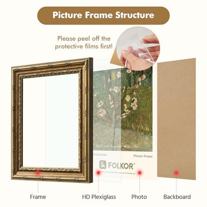 Antique Picture Frames 8x8 with Stand for Drawings Prints,Gold - color: Gold, size: 8x8"