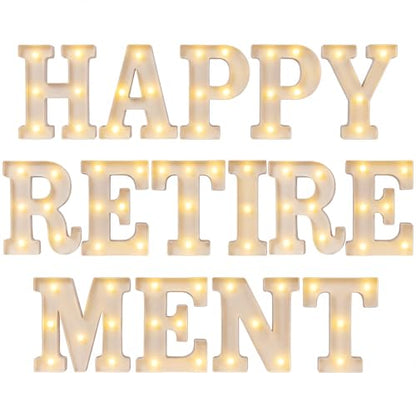 15 Pcs Happy Retirement Party Decorations Retired Marquee LED Light Letters Battery Powered Happy Retirement Light Sign for Wall Shelf Table Celebrating Retired Gifts Backdrop Party Supplies - style: Happy Retirement