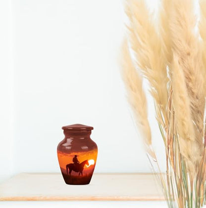 Cowboy Mini Urn - Urns for Adult Ashes - Pack of 1 - size: 3 inch (Pack of 1)