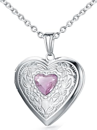 Locket Necklace That Holds Pictures Birthstone Lockets for Women Photo Locket - style: October-birthstone