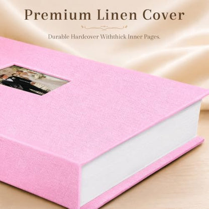 Ruibytree 128 Pockets Instant Mini Photo Album for 2x3 Photos, Blossom Pink | Writing Space, Premium Linen Hardcover, Flat-Fit Pockets, Wedding Guest Book for Polaroid 2x3 Photos, Graduation Keepsakes - color: Blossom Pink