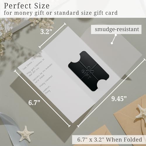 Ribbon-Style Money Cards with Envelopes Set, 20 Cards with Gold Foil Design