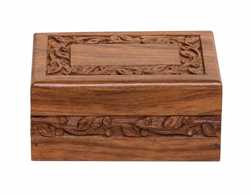 Paw Print Pet Memorial Keepsake Cremation Urns for Ashes Pet Urn Wood Keepsake Box Urns for Cat Dogs Ashes | Cat Memorials (5.5 X 3 .5X 2) - size: 5.5 X 3 .5X 2