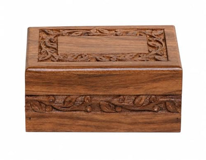 Paw Print Pet Memorial Keepsake Cremation Urns for Ashes Pet Urn Wood Keepsake Box Urns for Cat Dogs Ashes | Cat Memorials (Carved 6.5 X 4.5 X 2.75) - size: Carved 6.5 X 4.5 X 2.75