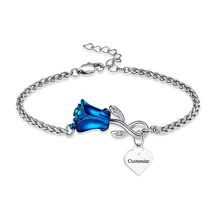 Rose Flower Ashes Bracelet for Women Cremation Memorial Jewelry - color: Customize