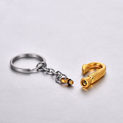 Ashes Jewelry Fish Hook Memorial Keepsake Urn Pendant Cremation Jewelry with Funnel Kit, Gold - color: Gold