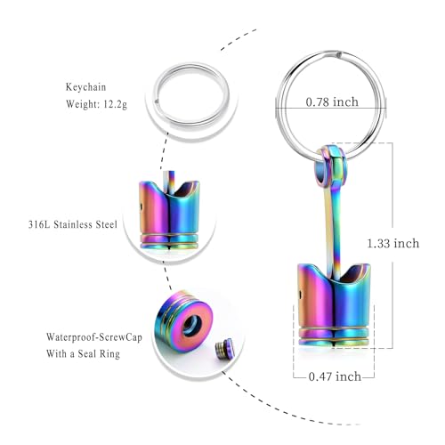 Car Parts Stainless Steel Piston Cremation Urn Necklace For Men Keepsake Memorial Jewelry Hold Ashes - color: Blue-Keychain