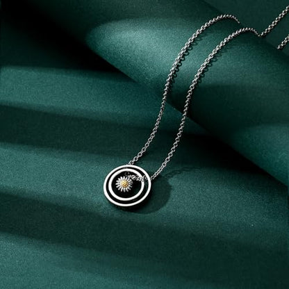 Daisy Cremation Jewelry Necklaces Stainless Steel Circle of Life Eternity Urn Necklaces for Ashes Memorial Keepsake Daisy Pendant for Women Men Gifts With Funnel Kit & Bag - color: Gold