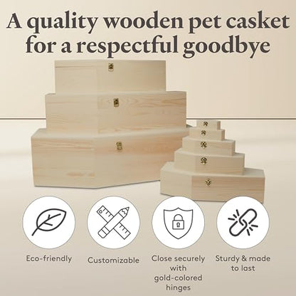 Wooden Memorial Keepsake Box, 17-3/4 Inch Pet Casket, Wooden Coffin Tray, Unfinished Wood, Pack of 1 for Small Pet Burial by Woodpeckers - size: 17-3/4 Inch