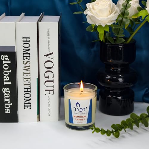 Memorial Candles for Loss of Loved One - Hand Poured 7oz Yahrzeit Candles (White) - Long Lasting 30hr Soy Wax Tribute for Jewish Sympathy, Shiva, Funeral & Remembrance - Unscented Bereavement Gifts