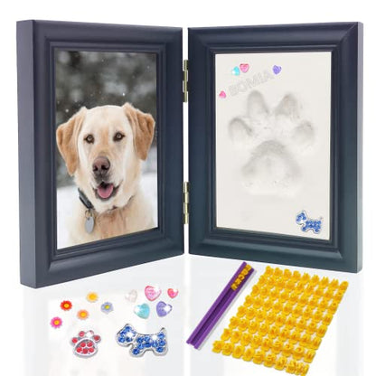 MYPAWLETS Clay Paw Print Kit for Dog Cat,Pawprint Keepsake Frame,Black - color: Small-Medium Black