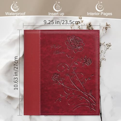 Photo Album 8x10 2 Packs Clear Pages Pockets Leathe Cover Slip Slide in Photo Album Each Holds 50 Vertical 8x10 Photos Picture Book for Wedding Family (Red) - color: Red, size: 50 Pockets/2PK