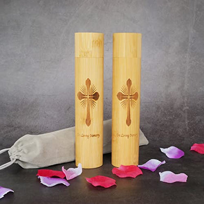 4 Pack Small Biodegradable Bamboo Scattering Tubes Urn for Human Ash - color: Cross, size: Small (Set of 4)