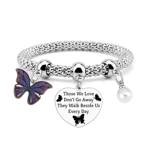 Sympathy Bracelet for Women Butterfly Lover Memorial Bracelets Bereavement Gift for Loss Going Away Gift for Loss of Mom Dad Sister Friend Remembrance Condolence Christmas Mothers Day Stretch Jewelry