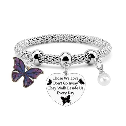 Sympathy Bracelet for Women Butterfly Lover Memorial Bracelets Bereavement Gift for Loss Going Away Gift for Loss of Mom Dad Sister Friend Remembrance Condolence Christmas Mothers Day Stretch Jewelry