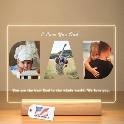 LOUISMIAA Custom Picture Frames,Personalized Photo Frame with Night Light,Customized Picture Frame,Personalized Gift for Father, Dad, Husband from Daughter, Son, Wife - color: Style 9