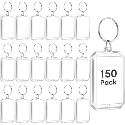 Junkin 150 Pack Acrylic Photo Keychains Clear Personalized Picture Frame Keychain Holder Blank Photo Insert Keyring DIY Favor - style: Octagon