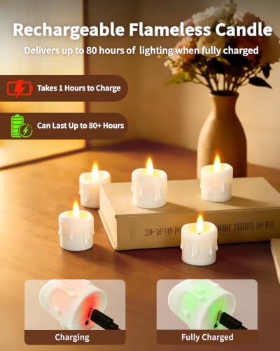 6 Pack Small Rechargeable Flameless Candles with Remote Timer - color: White, size: 6 Pack