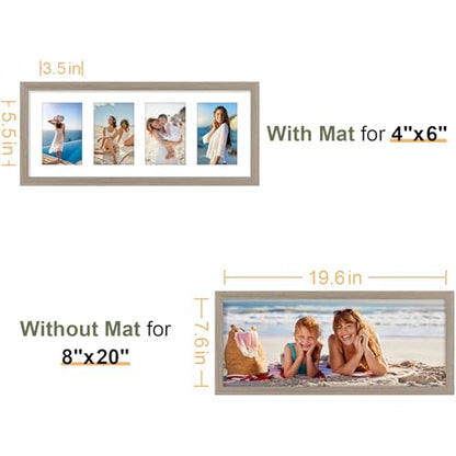 Vittanly 8x20 Collage Picture Frame, Displays 4Pcs 4x6 Photos, Light Taupe - color: Light Taupe, size: 8x20