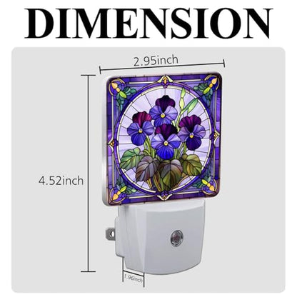 Violet Stained Glass Night Lights Plug into Wall for Room, Violet Night Light LED for Bedroom - color: Violet