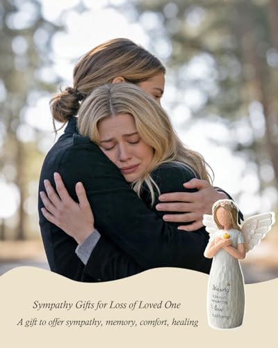 Sympathy Gifts for Loss of Loved One, 5.1” Remembrance Angel Figurines, Memorial Gifts for Loss of Mom Dad, Resin Sculpted Hand-Painted Figure Miscarriage Bereavement Gift